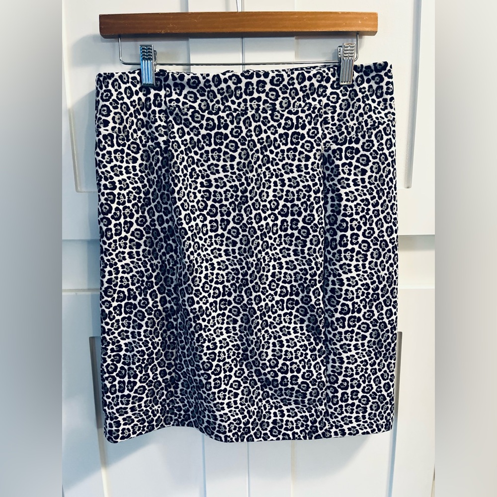 Michael Kors Black and White Animal Print Pencil Skirt